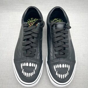 Vans‎ Womens 7.5 Old Skool Fangs Halloween Sneakers Shoes Black Leather Spooky
